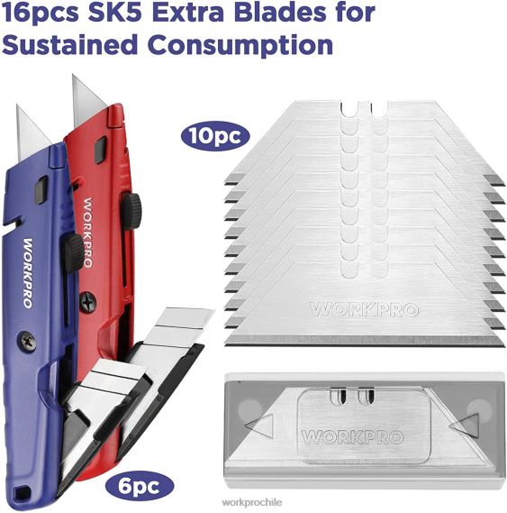 navaja multiusos retráctil con almacenamiento adicional para hojas, paquete de 2 cortadores de caja de cambio rápido WORKPRO JDN8Z56 moderno herramienta