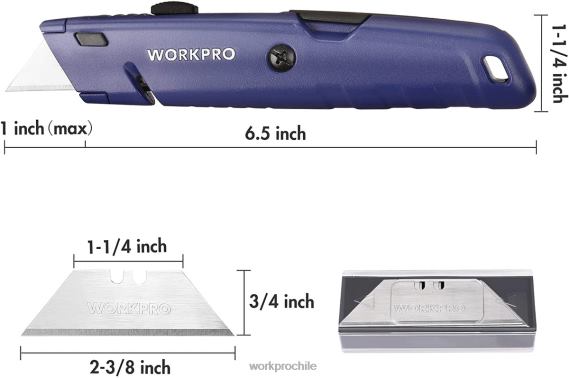 navaja multiusos retráctil con almacenamiento adicional para hojas, paquete de 2 cortadores de caja de cambio rápido WORKPRO JDN8Z56 moderno herramienta