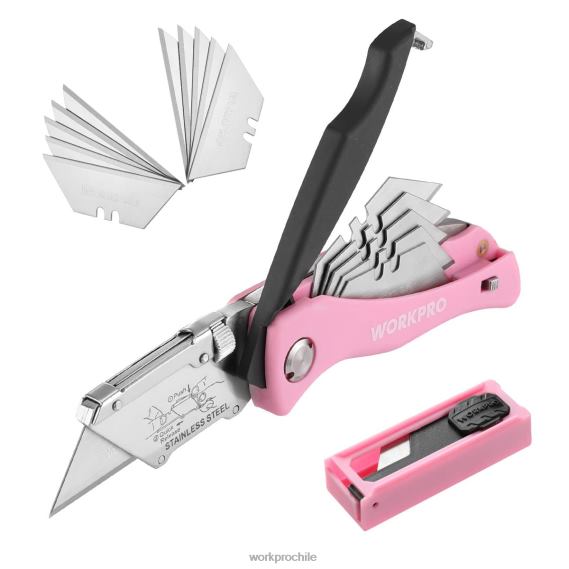 navaja plegable, cúter de cambio rápido, navaja de afeitar WORKPRO JDN8Z36 rosa herramienta