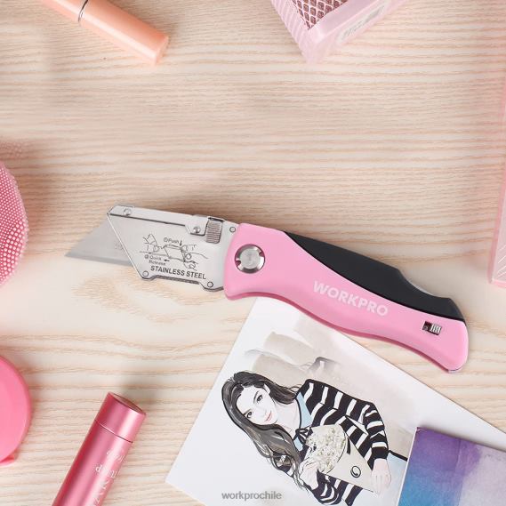 navaja plegable, cúter de cambio rápido, navaja de afeitar WORKPRO JDN8Z36 rosa herramienta