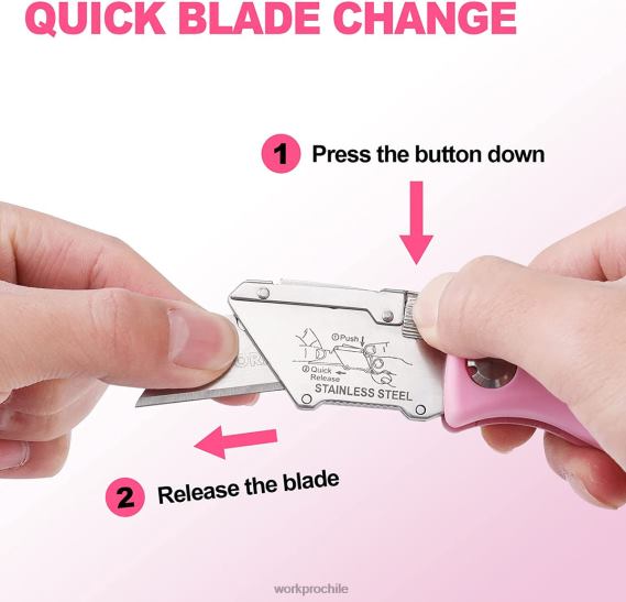 navaja plegable, cúter de cambio rápido, navaja de afeitar WORKPRO JDN8Z36 rosa herramienta