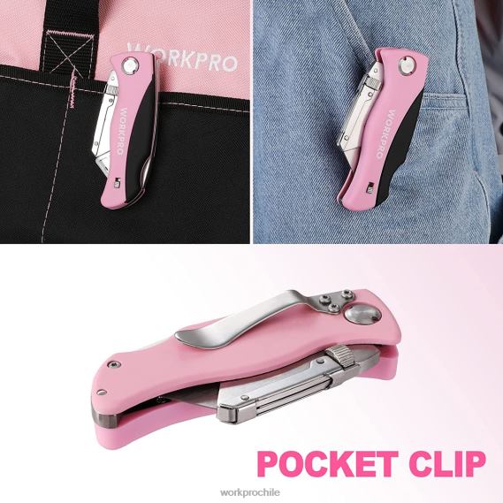 navaja plegable, cúter de cambio rápido, navaja de afeitar WORKPRO JDN8Z36 rosa herramienta