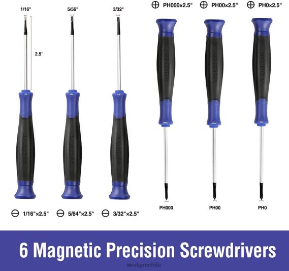 Juego de destornilladores magnéticos, 16 piezas de destornilladores de precisión Phillips ranurados Torx con magnetizador. WORKPRO JDN8Z98 nuevo herramienta