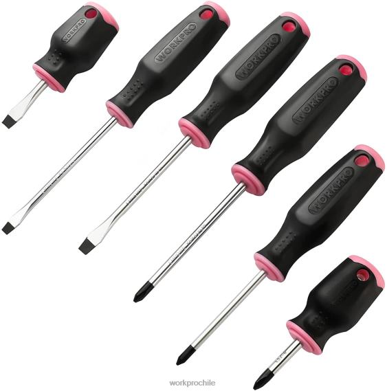 Juego de destornilladores magnéticos de 6 piezas. WORKPRO JDN8Z244 rosa herramienta