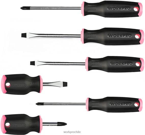 Juego de destornilladores magnéticos de 6 piezas. WORKPRO JDN8Z244 rosa herramienta