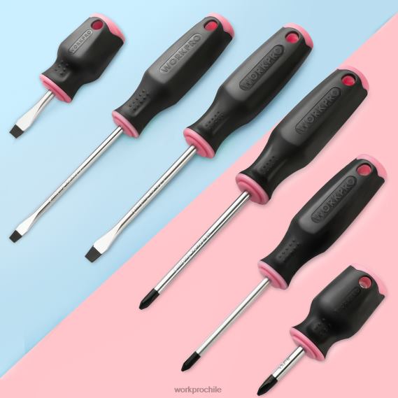 Juego de destornilladores magnéticos de 6 piezas. WORKPRO JDN8Z244 rosa herramienta