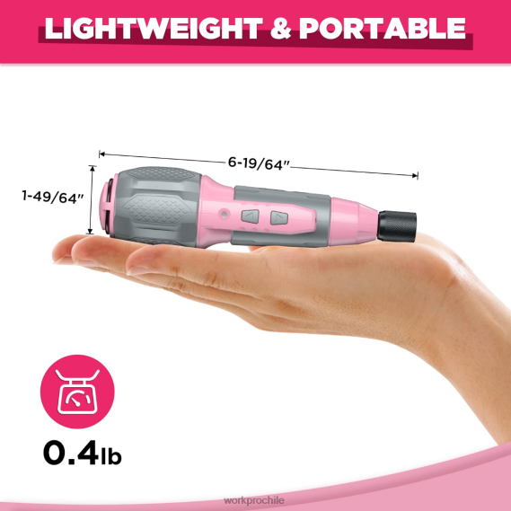 Kit de destornillador inalámbrico con batería de iones de litio recargable por USB de 4v WORKPRO JDN8Z236 rosa/blanco herramienta
