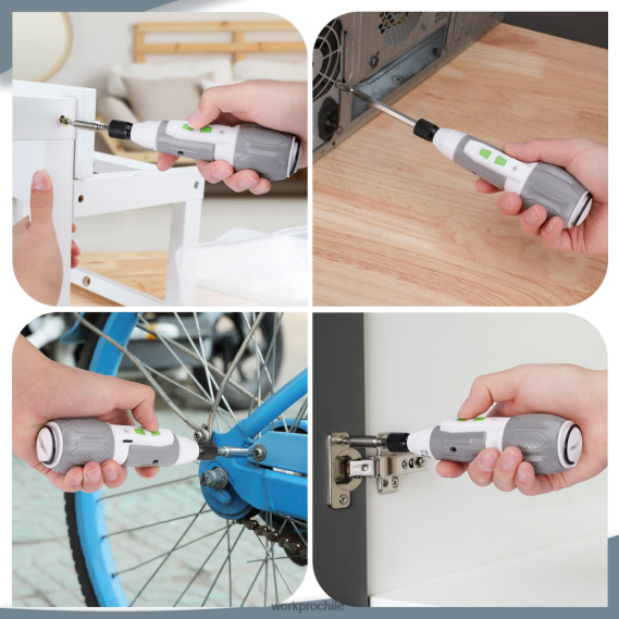 Kit de destornillador inalámbrico con batería de iones de litio recargable por USB de 4v WORKPRO JDN8Z236 rosa/blanco herramienta