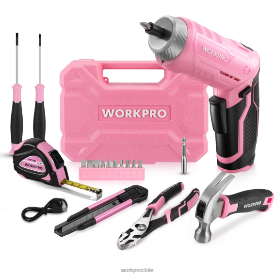 Kit de herramientas para el hogar general de 18 piezas. WORKPRO JDN8Z102 rosado azul herramienta