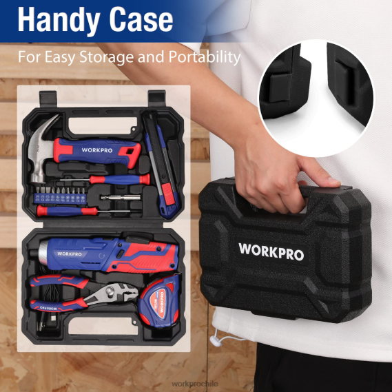 Kit de herramientas para el hogar general de 18 piezas. WORKPRO JDN8Z102 rosado azul herramienta