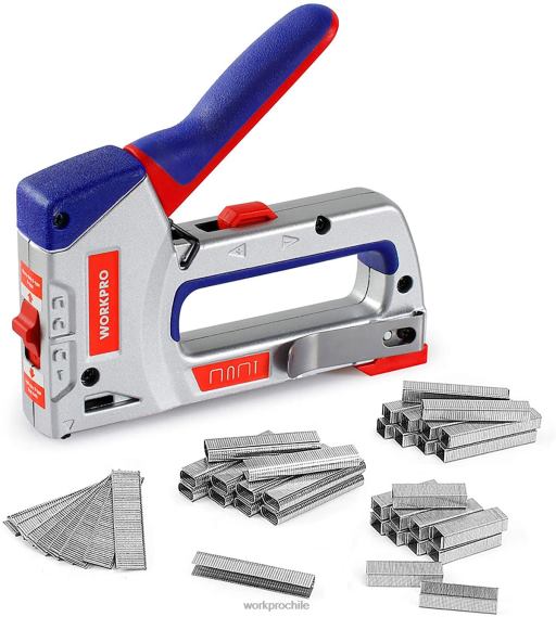 Kit de pistola de grapas 4 en 1 de alta resistencia, clavadora manual con 3000 grapas y 1000 clavos WORKPRO JDN8Z57 útil herramienta