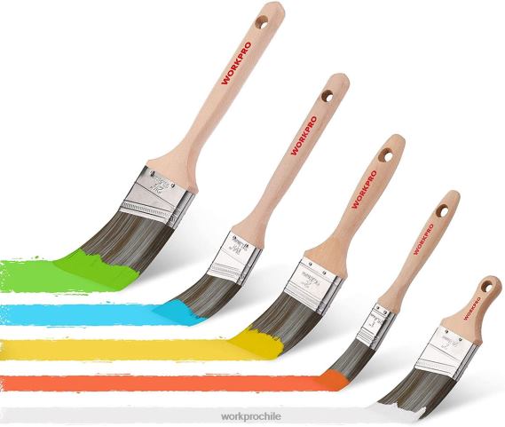 Juego de pinceles para pintar, pincel profesional de marco plano y angular de 5 piezas con mango de madera WORKPRO JDN8Z151 moderno herramienta
