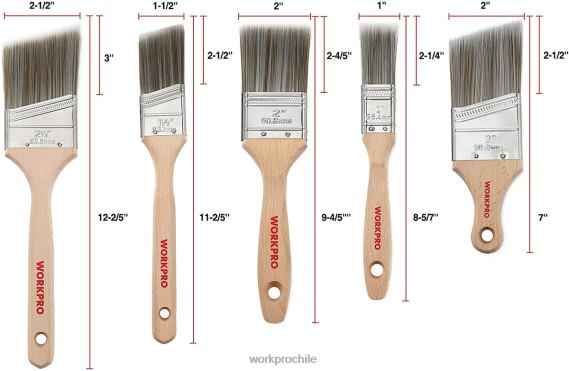 Juego de pinceles para pintar, pincel profesional de marco plano y angular de 5 piezas con mango de madera WORKPRO JDN8Z151 moderno herramienta