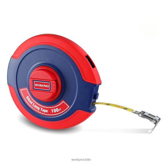 Cinta métrica de 100 pies, cinta larga de acero con carrete cerrado y mango plegable, estuche resistente a los golpes WORKPRO JDN8Z106 nuevo herramienta