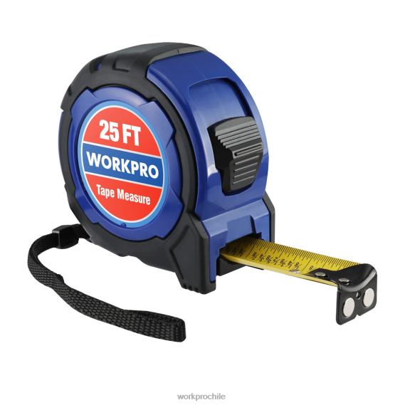 Cinta métrica de 25 pies, 1/8 fracciones y cinta métrica de fácil lectura con precisión de 1/32, cinta métrica con revestimiento de nailon retráctil WORKPRO JDN8Z105 útil herramienta