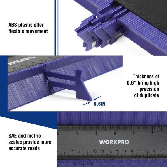 Kit combinado de medidor de contorno y herramienta de medición de ángulos de 6 lados WORKPRO JDN8Z107 nuevo herramienta