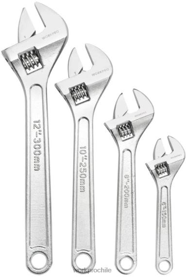 Juego de 4 llaves ajustables forjadas y cromadas tratadas térmicamente WORKPRO JDN8Z84 útil herramienta