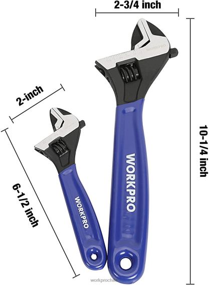 Juego de llaves ajustables de 2 piezas para taller de garaje doméstico y bricolaje WORKPRO JDN8Z87 útil herramienta