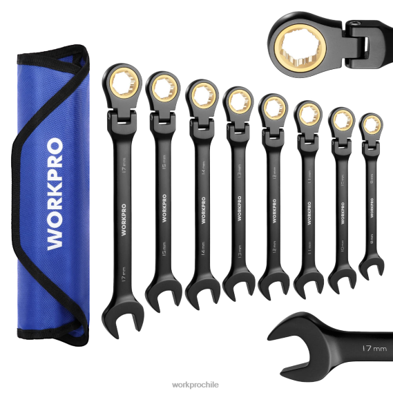 Juego de llaves antideslizantes de cabeza flexible con combinación de trinquete de 8 piezas WORKPRO JDN8Z80 moderno herramienta