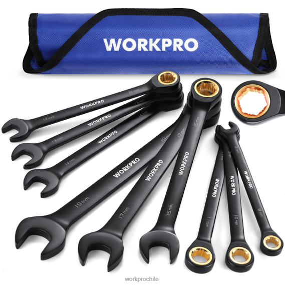 Juego de llaves combinadas con trinquete antideslizante de 9 piezas WORKPRO JDN8Z88 negro herramienta