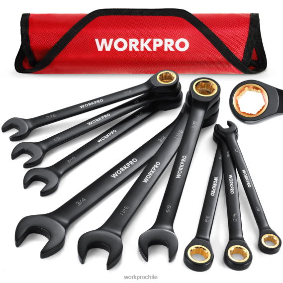 Juego de llaves combinadas con trinquete antideslizante de 9 piezas WORKPRO JDN8Z88 negro herramienta