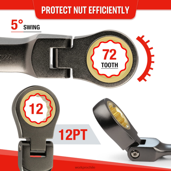 Juego de llaves combinadas de trinquete rechoncho y cabeza flexible de 8 piezas WORKPRO JDN8Z82 nuevo herramienta