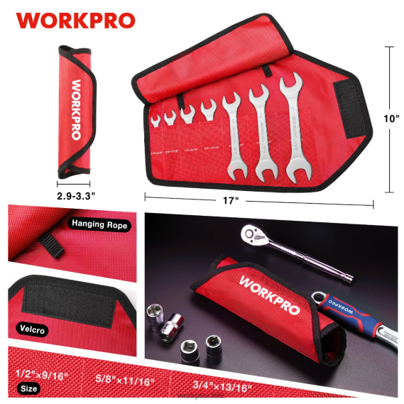 Juego de llaves métricas superfinas de 7 piezas con bolsa organizadora enrollable WORKPRO JDN8Z96 útil herramienta