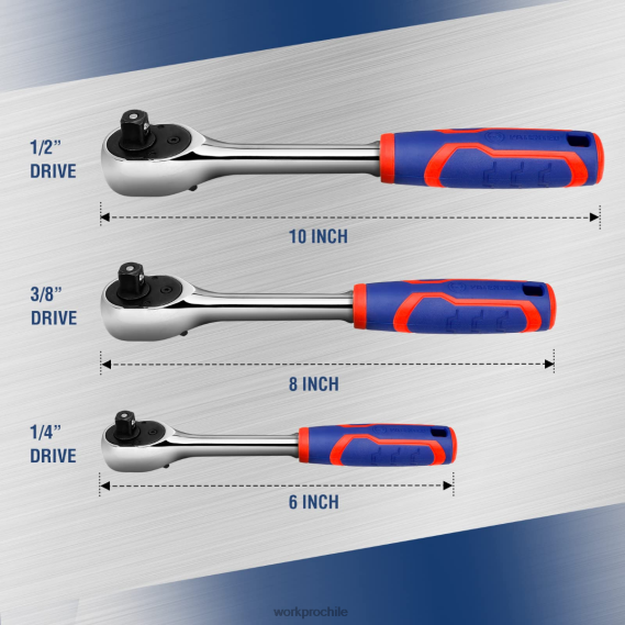 Juego de trinquete de 3 piezas, llave de tubo reversible de liberación rápida de acero 40cr de 72 dientes WORKPRO JDN8Z91 útil herramienta
