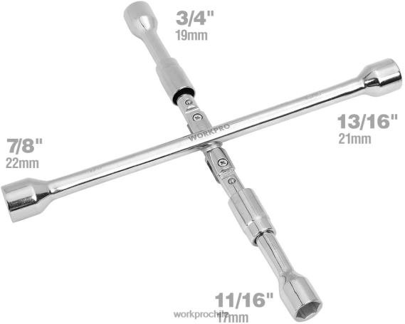 Llave cruzada de 4 vías con orejeta plegable universal de 14 pulgadas WORKPRO JDN8Z90 útil herramienta