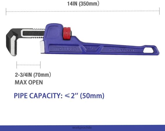 Llave para plomería recta de alta resistencia de 14 pulgadas WORKPRO JDN8Z89 útil herramienta