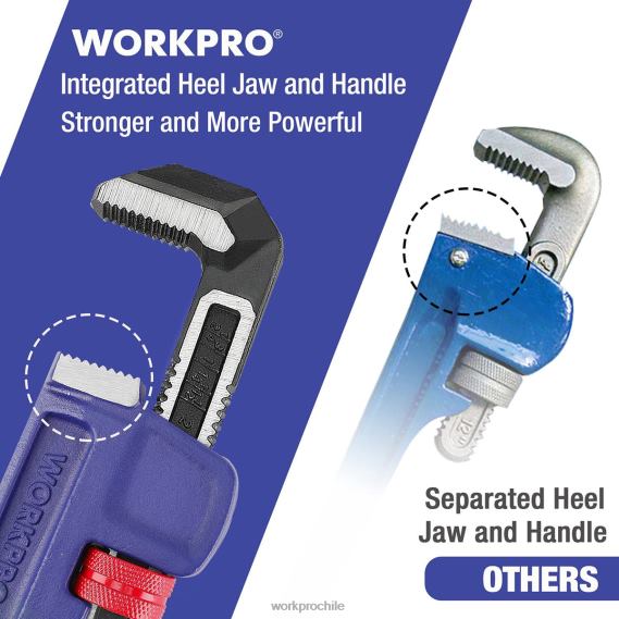 Llave para plomería recta de alta resistencia de 14 pulgadas WORKPRO JDN8Z89 útil herramienta