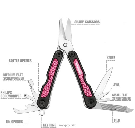 Juego de cuchillos multiusos y herramientas múltiples. WORKPRO JDN8Z44 rosa herramienta