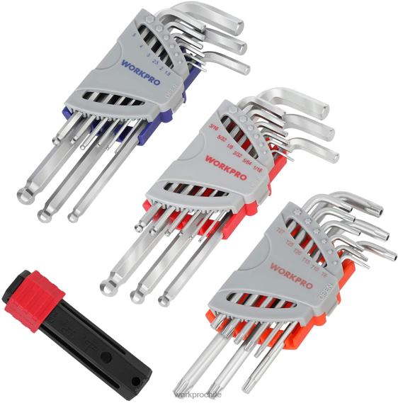 Juego de llaves Allen con extremo esférico y brazo largo de 27 piezas para un excelente agarre y transferencia de torsión WORKPRO JDN8Z62 útil herramienta