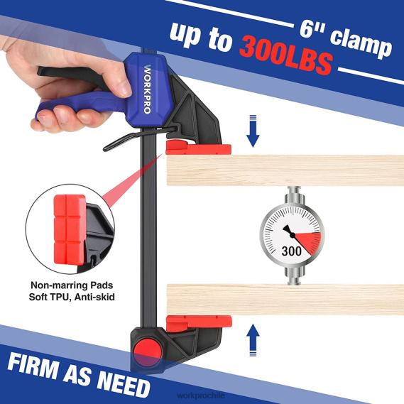 Abrazaderas de barra de 2 piezas para carpintería, abrazadera/esparcidor de una mano de 300 libras de servicio mediano WORKPRO JDN8Z123 útil herramienta