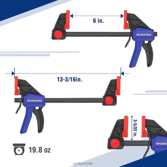 Abrazaderas de barra de 2 piezas para carpintería, abrazadera/esparcidor de una mano de 300 libras de servicio mediano WORKPRO JDN8Z123 útil herramienta