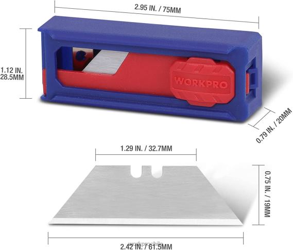 Cuchillas para cuchillos multiusos, recambios de cuchillas para cortadores de cajas de acero sk5, tamaño estándar con dispensador individual, paquete de 50 WORKPRO JDN8Z55 moderno herramienta