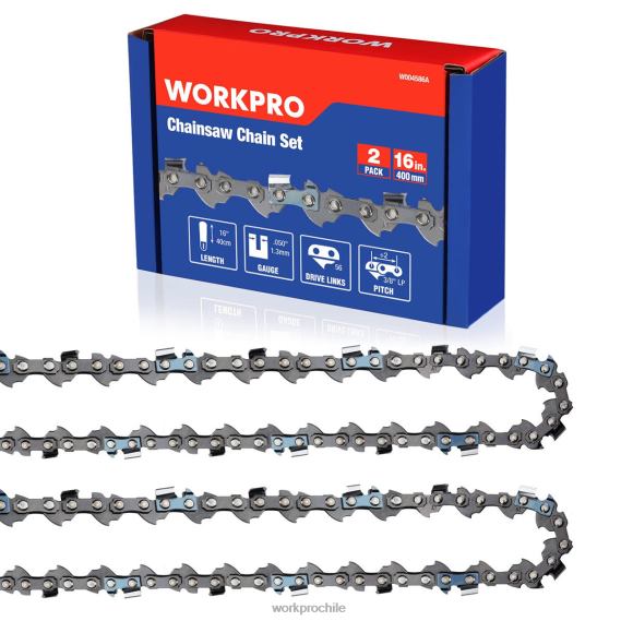 Paquete de 2 cadenas de motosierra, paso de 3/8", 56 eslabones impulsores, cadena de sierra para cortar madera para piezas de motosierra WORKPRO JDN8Z204 útil herramienta