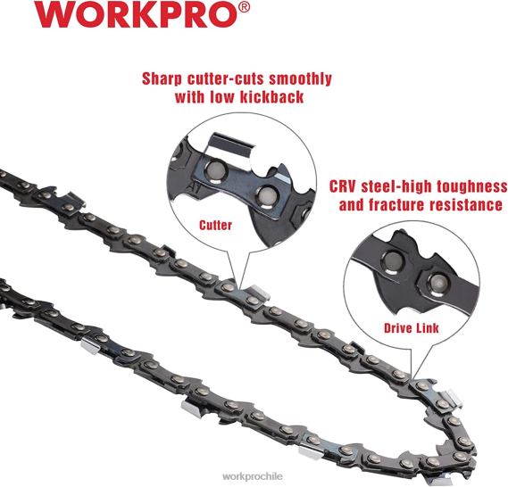 Paquete de 2 cadenas de motosierra, paso de 3/8\", 62 eslabones impulsores, cadena de sierra para cortar madera para piezas de motosierra WORKPRO JDN8Z203 nuevo herramienta