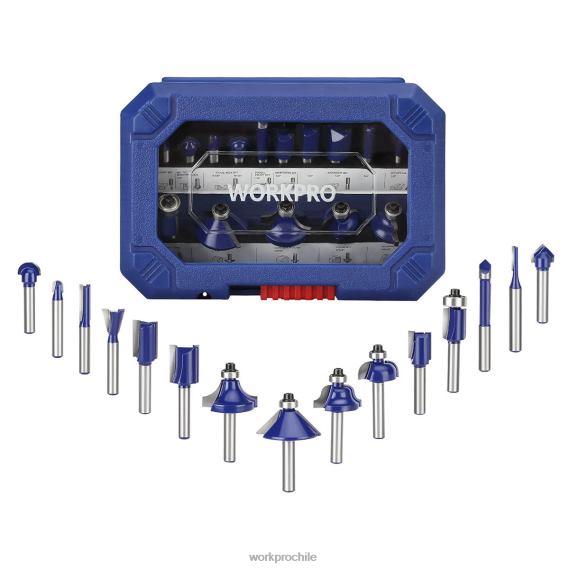 Juego de brocas para enrutador de 15 piezas, brocas para enrutador de carburo de tungsteno con vástago de 1/4 de pulgada WORKPRO JDN8Z130 moderno herramienta