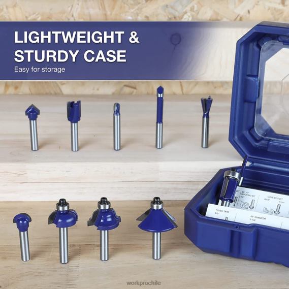 Juego de brocas para enrutador de 15 piezas, brocas para enrutador de carburo de tungsteno con vástago de 1/4 de pulgada WORKPRO JDN8Z130 moderno herramienta