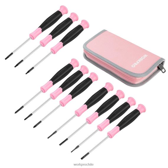 Juego de destornilladores de precisión de 10 piezas con bolsa, phillips, ranurado, estrella torx, kit de reparación de destornillador pequeño con punta magnética WORKPRO JDN8Z255 rosa herramienta