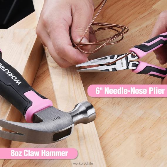 Juego de herramientas de 52 piezas, juego de herramientas para el hogar para mujer con caja de herramientas de almacenamiento, juego de herramientas básico - cinta WORKPRO JDN8Z249 rosa herramienta