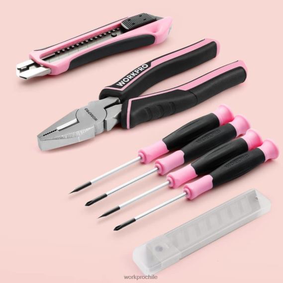 Juego de herramientas de 55 piezas, destornillador inalámbrico giratorio de 3,7 V y kit de herramientas para el hogar WORKPRO JDN8Z264 rosa herramienta