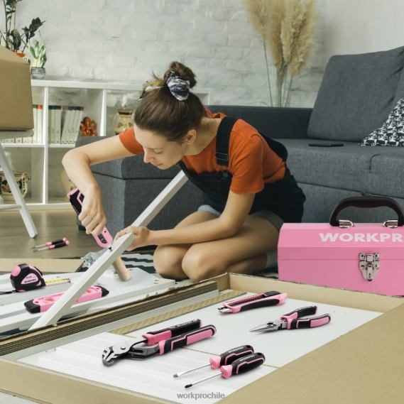 Juego de herramientas de 75 piezas, destornillador inalámbrico giratorio de 3,7 V y kit de herramientas para el hogar WORKPRO JDN8Z260 rosa herramienta