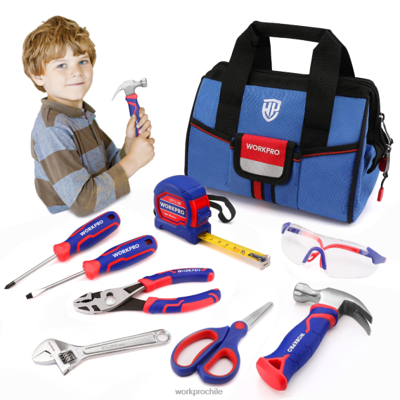Juego de herramientas junior para niños de 9 piezas con bolsa de herramientas WORKPRO JDN8Z253 rosado azul herramienta