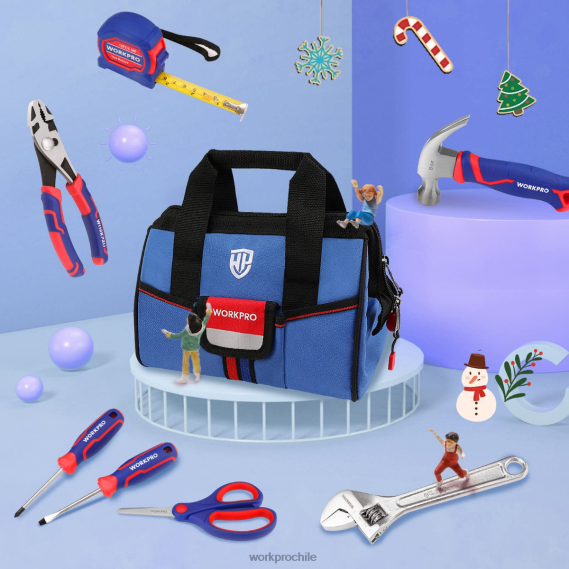 Juego de herramientas junior para niños de 9 piezas con bolsa de herramientas WORKPRO JDN8Z253 rosado azul herramienta
