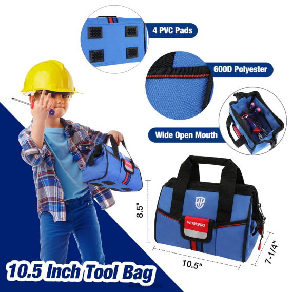 Juego de herramientas junior para niños de 9 piezas con bolsa de herramientas WORKPRO JDN8Z253 rosado azul herramienta