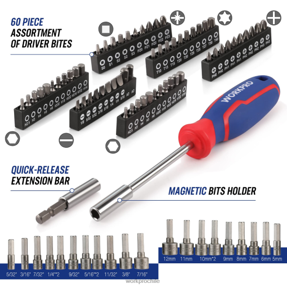 Juego de herramientas mecánicas, juego de llaves de tubo de 192 piezas con estuche de almacenamiento. WORKPRO JDN8Z311 útil herramienta