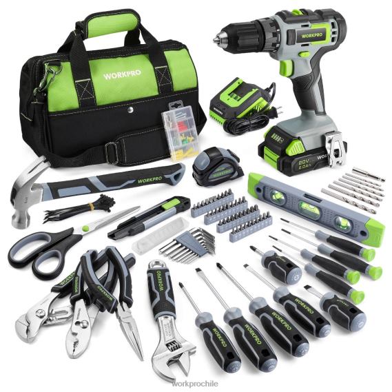 Kit combinado de taladro inalámbrico de 157 piezas con iones de litio inalámbricos de 20 V WORKPRO JDN8Z259 rosa/gris herramienta