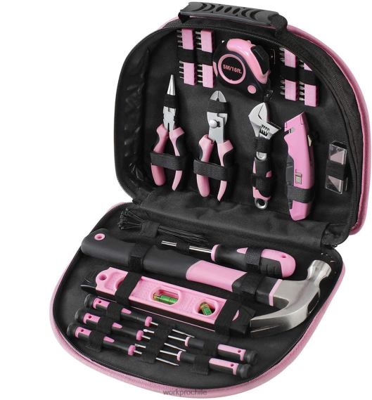 Kit de herramientas de 103 piezas con bolsa redonda fácil de transportar, perfecta para el mantenimiento del hogar. WORKPRO JDN8Z248 rosa herramienta